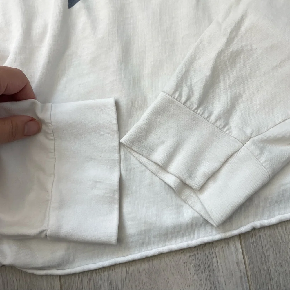 Brandy Melville Tshirt new york long sleeve crop oversized womens White one size - Picture 7 of 7